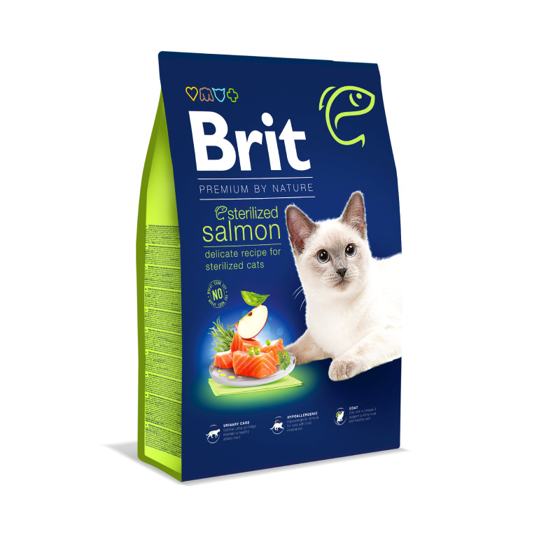 Brit Premium Cat Adult by Nature Sterilised Salmon Сухой корм для взрослых стерилизованных кошек с лососем