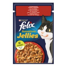 Felix Sensations Jellies Консервы для взрослых кошек с говядиной и томатами в желе