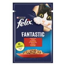 Felix Fantastic Консервы для взрослых кошек с говядиной кусочки в желе
