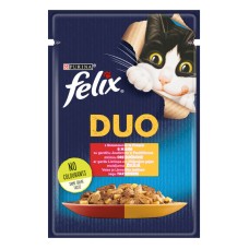 Felix Fantastic Duo Консервы для взрослых кошек с говядиной и птицей кусочки в желе