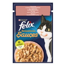 Felix Sensations Sauces Консервы для взрослых кошек с лососем и креветками в соусе