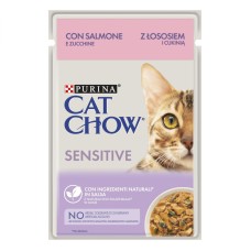 Cat Chow Sensetive Консервы для кошек с чувствительным пищеварением с лососем и цукини в желе
