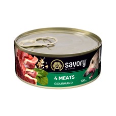 Savory Dog Gourmand 4 Meats Консервы для привередливых собак 4 вида мяса