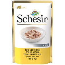 Schesir Tuna Chicken Консервы для кошек с тунцом и куриным филе в желе (пауч)