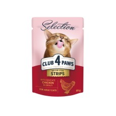 Club 4 Paws Premium Selection Консервы для взрослых кошек мясные полосочки с курицей в соусе