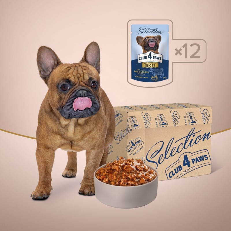 Club 4 Paws Premium Selection Консерви для дорослих собак дрібних порід з яловичиною та овочами в соусі