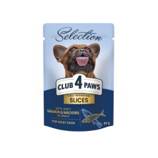 Club 4 Paws Premium Selection Консервы для взрослых собак мелких пород с лососем и мокрелью в соусе