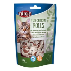 Trixie Premio Fish Chicken Rolls Лакомства для кошек с курицей и сайдой