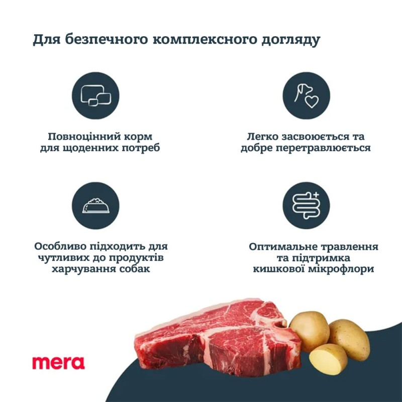 Mera Pure Sensitive Fresh meat Rind & Kartoffel Беззерновой корм с свежим мясом говядины и картофелем для собак