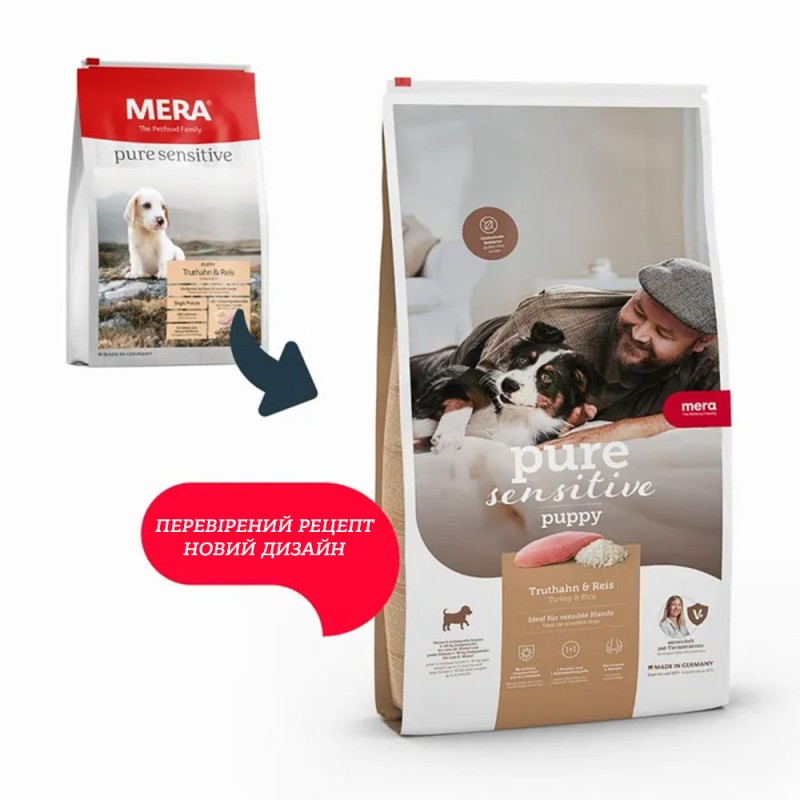 Mera Pure Sensitive Puppy Truthahn & Reis Сухой корм для щенков и кормящих самок с индейкой и рисом