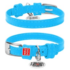 Collar Waudog Glamour Ошейник для собак кожаный голубой
