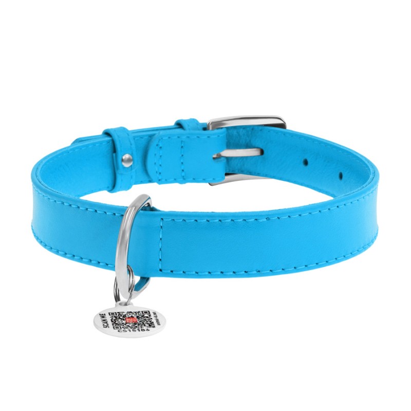 Collar Waudog Glamour Ошейник для собак кожаный голубой