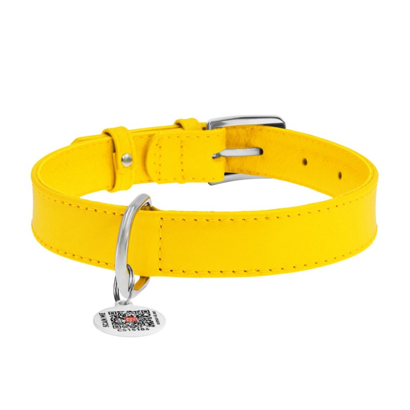 Collar Waudog Glamour Ошейник для собак кожаный желтый