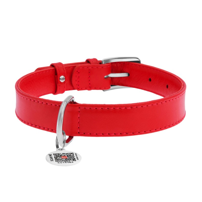 Collar Waudog Glamour Ошейник для собак кожаный красный