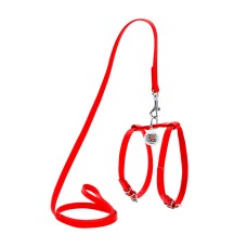 Collar Waudog Glamour Шлея с поводком для кошек и собак кожаная красная