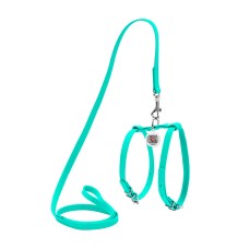 Collar Waudog Glamour Шлея с поводком для кошек и собак кожаная ментоловая
