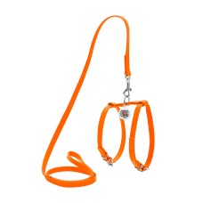 Collar Waudog Glamour Шлея с поводком для кошек и собак кожаная оранжевая
