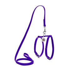 Collar Waudog Glamour Шлея с поводком для кошек и собак кожаная фиолетовая