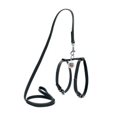 Collar Waudog Glamour Шлея с поводком для кошек и собак кожаная черная