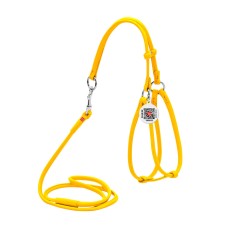 Collar Waudog Glamour Шлея с поводком для кошек и собак кожаная круглая желтая