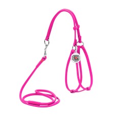 Collar Waudog Glamour Шлея с поводком для кошек и собак кожаная круглая розовая