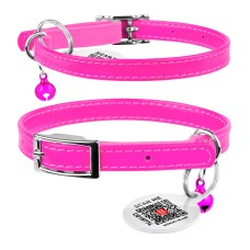 Collar Waudog Glamour Ошейник для котов кожаный с резинкой без украшений розовый