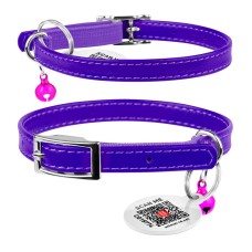 Collar Waudog Glamour Ошейник для котов кожаный с резинкой без украшений фиолетовый