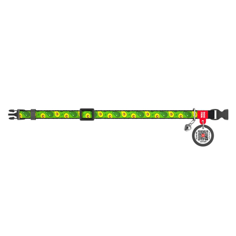 Collar Waudog Nylon Ошейник для котов нейлоновый c QR паспортом Авокадо