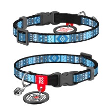 Collar Waudog Nylon Ошейник для котов нейлоновый c QR паспортом Этно синий