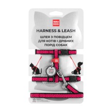 Collar Waudog Nylon Шлея с поводком для котов и мелких собак нейлоновая c QR паспортом Арбуз