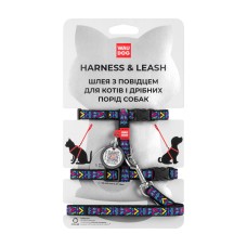 Collar Waudog Nylon Шлея с поводком для котов и мелких собак нейлоновая c QR паспортом Инди