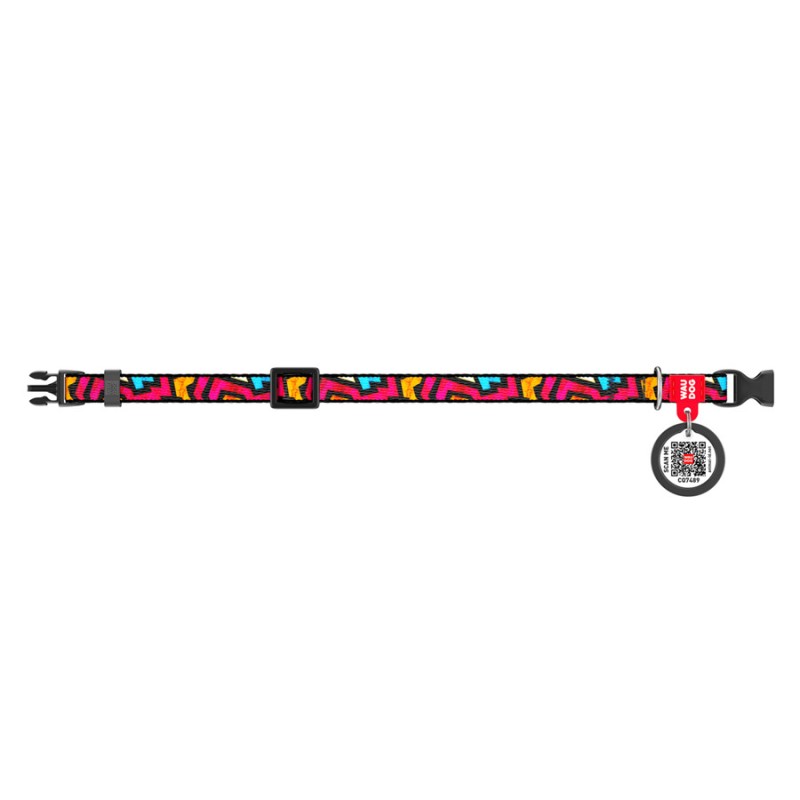 Collar Waudog Nylon Ошейник для собак нейлоновый c QR паспортом пластиковая пряжка-фастекс Графити