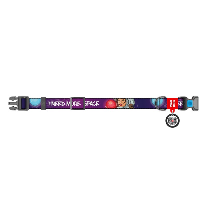 Collar Waudog Nylon Ошейник для собак нейлоновый c QR паспортом пластиковая пряжка-фастекс Больше космоса