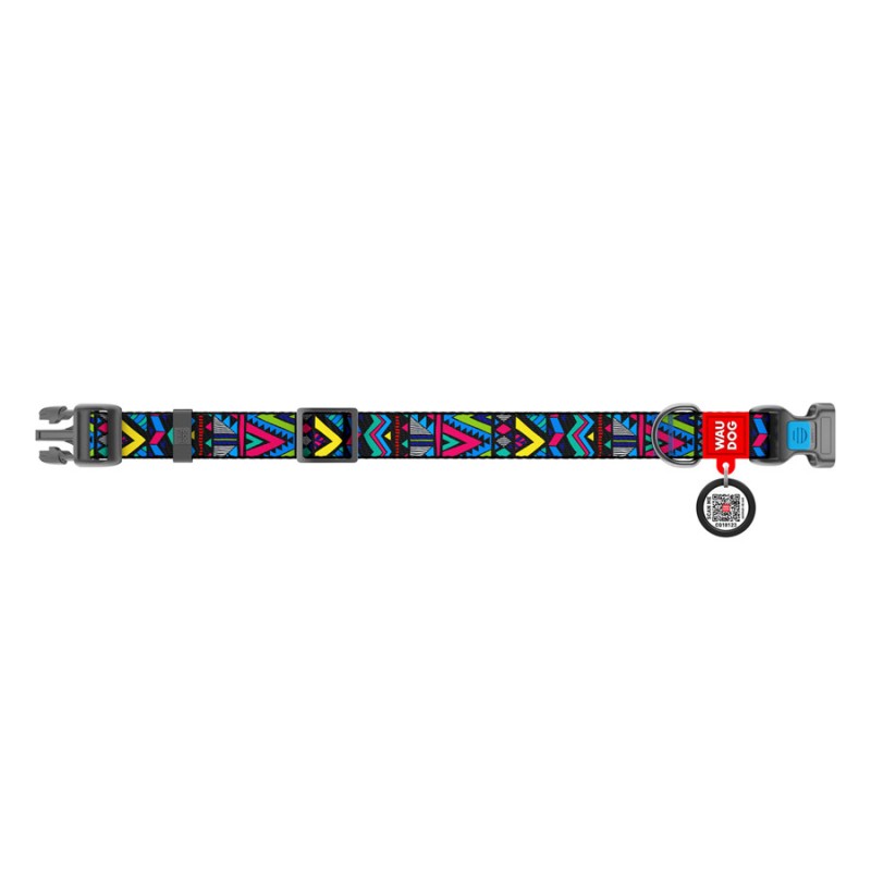 Collar Waudog Nylon Ошейник для собак нейлоновый c QR паспортом пластиковая пряжка-фастекс Инди