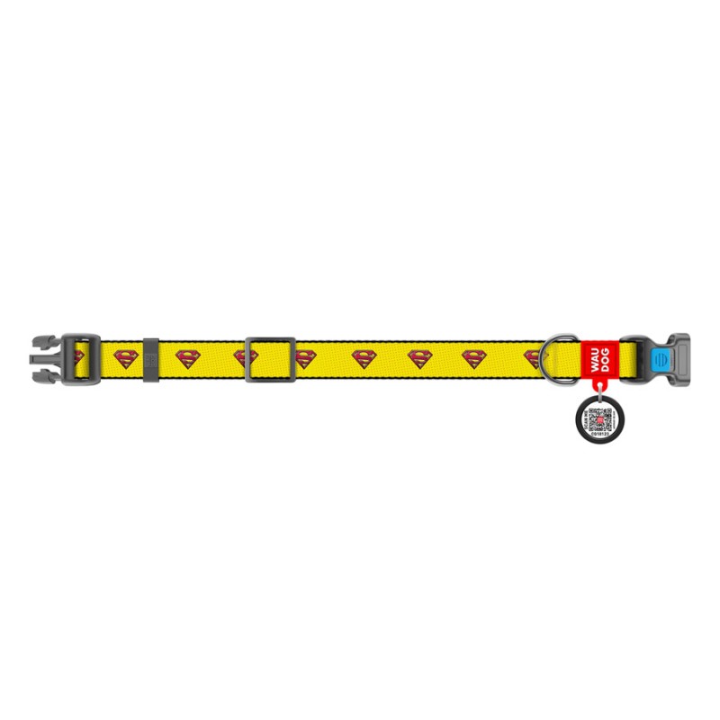 Collar Waudog Nylon Ошейник для собак нейлоновый c QR паспортом пластиковая пряжка-фастекс Супермен 2