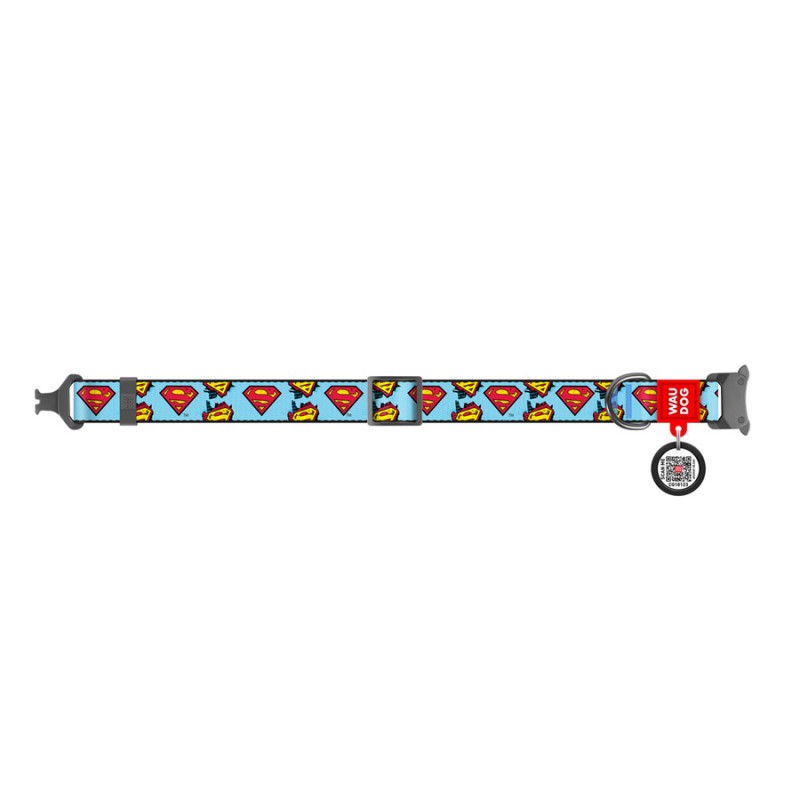 Collar Waudog Nylon Ошейник для собак нейлоновый c QR паспортом металлическая пряжка-фастекс Супермен