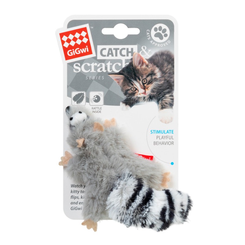 GiGwi Catch & Scratch Игрушка для кошек Енот с кошачьей мятой
