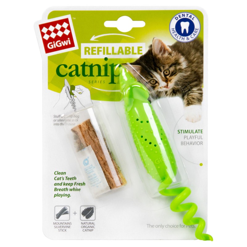 GiGwi Refillable Catnip Игрушка для кошек Мышка резиновая с кошачьей мятой