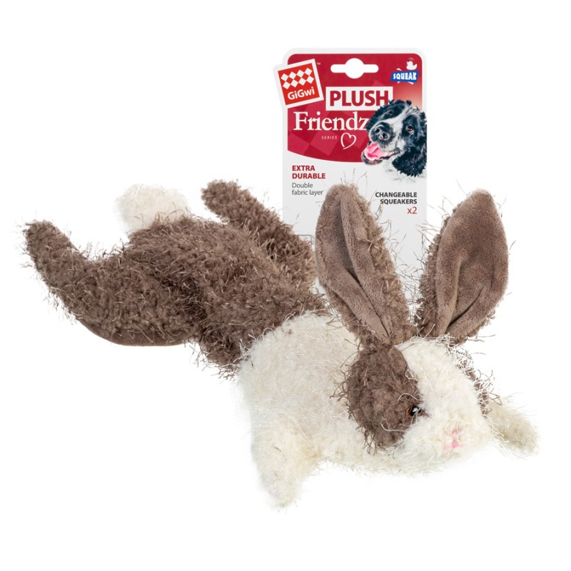 GiGwi Plush Игрушка для собак Заяц шкурка с пищалкой