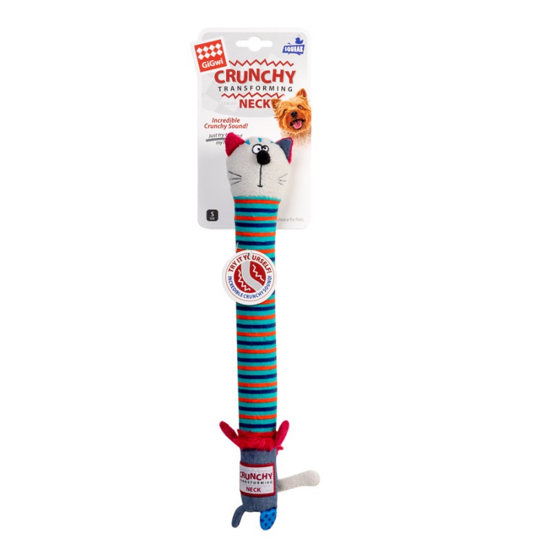 GiGwi Crunchy Игрушка для собак Кот с хрустящей шеей и пищалкой