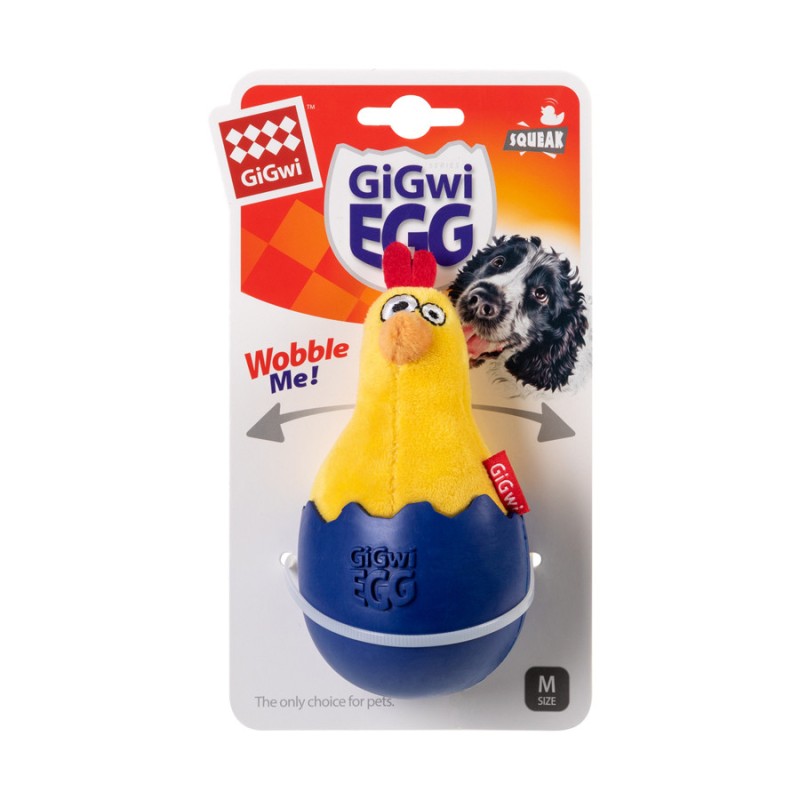 GiGwi Basic Игрушка для собак Цыпленок-неваляшка с пищалкой