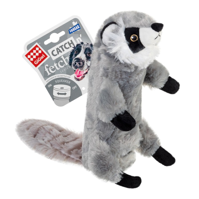 GiGwi Catch & Fetch Игрушка для собак Шкурка енота с бутылкой пищалкой