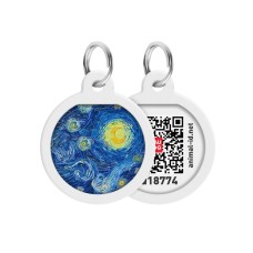Collar Waudog Smart ID Адресник с QR-кодом металлический с рисунком Водяные лилии