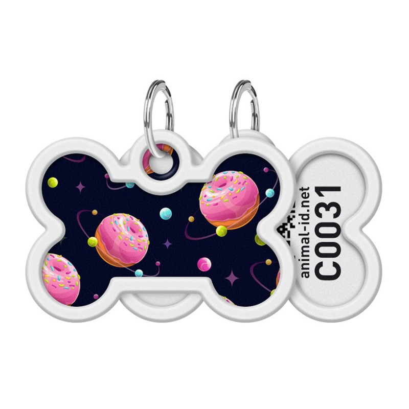 Collar Waudog Smart ID Адресник с QR-кодом металлический с рисунком Вселенная пончиков