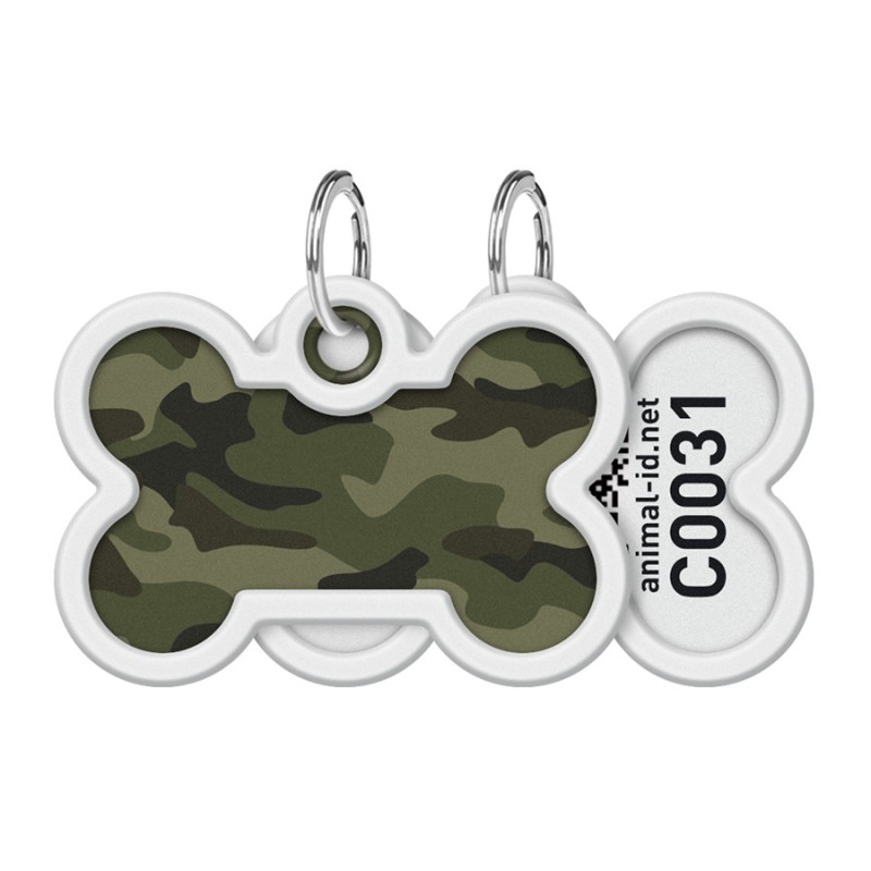 Collar Waudog Smart ID Адресник с QR-кодом металлический с рисунком Камо зелёный