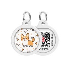 Collar Waudog Smart ID Адресник с QR-кодом металлический с рисунком Корги