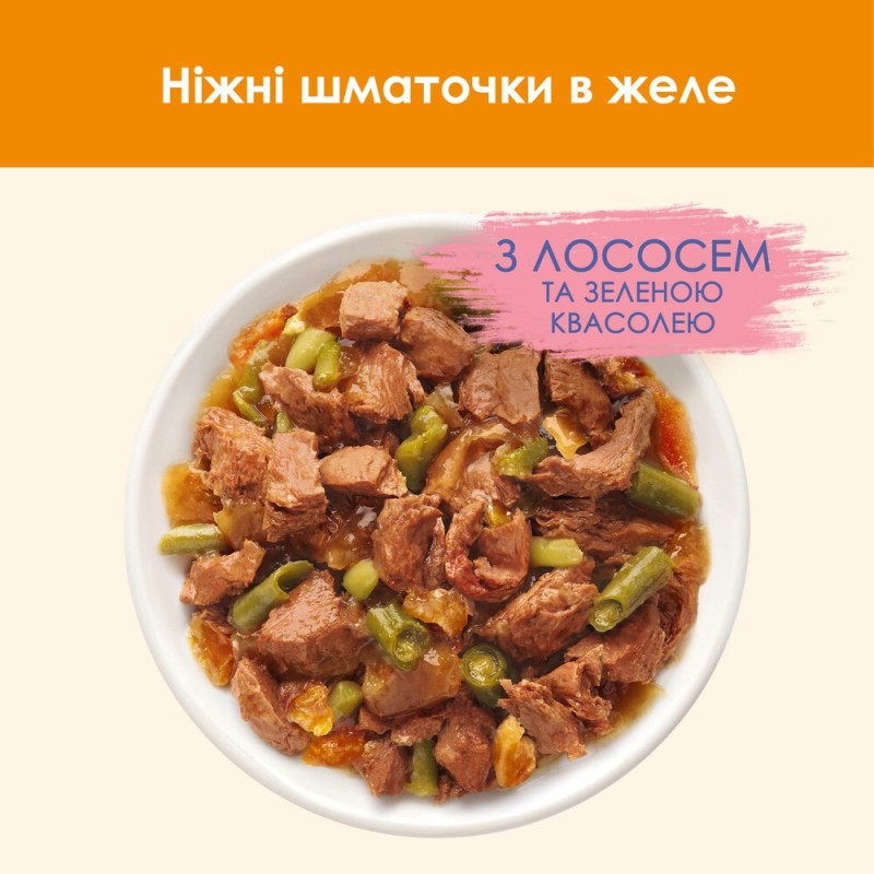 Cat Chow Adult Консерви для дорослих кішок з лососем та зеленою квасолею в желе