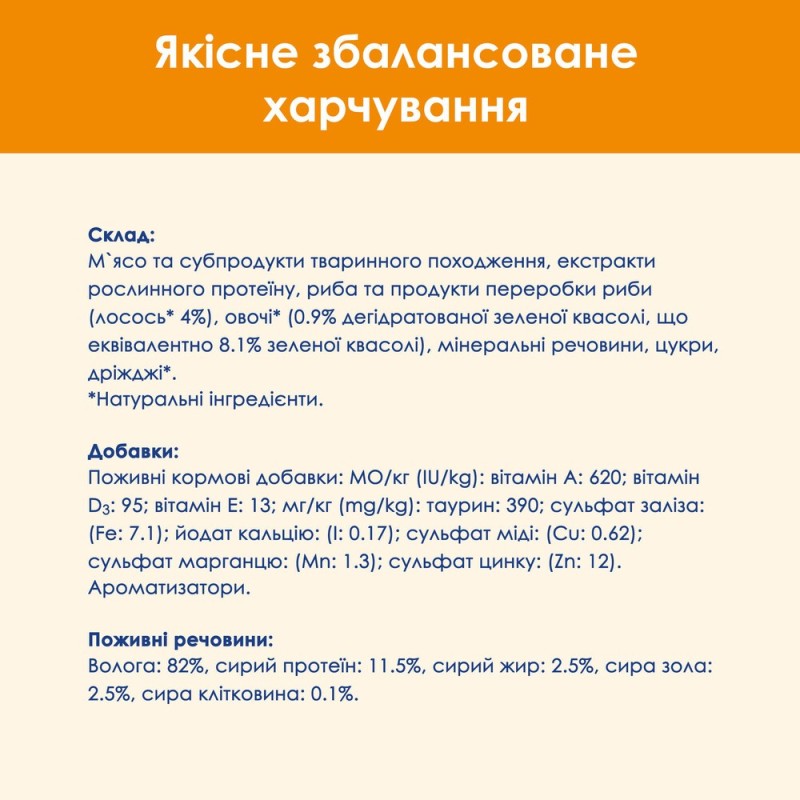 Cat Chow Adult Консерви для дорослих кішок з лососем та зеленою квасолею в желе