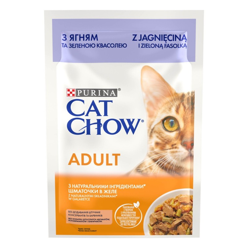 Cat Chow Adult Консерви для дорослих кішок з ягнятком та зеленою квасолею в желе