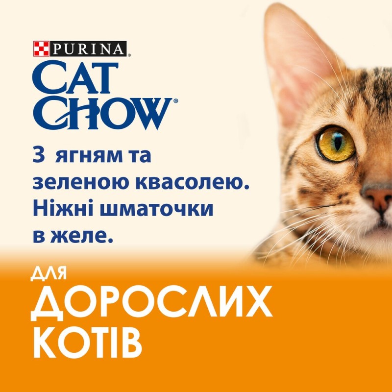 Cat Chow Adult Консерви для дорослих кішок з ягнятком та зеленою квасолею в желе
